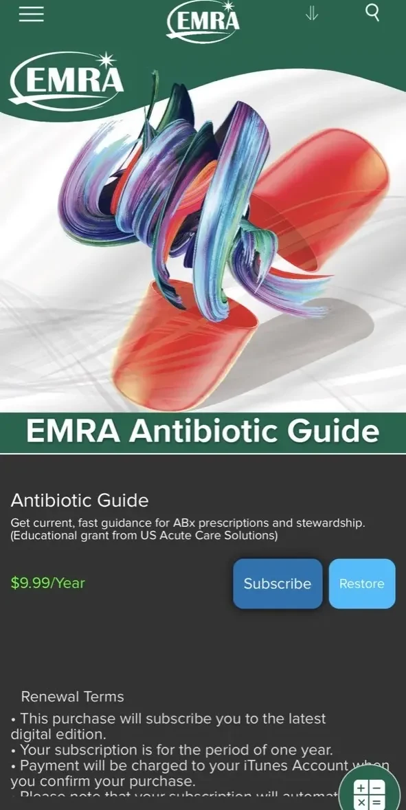 Emra Antibiotic Guide paywall screen
