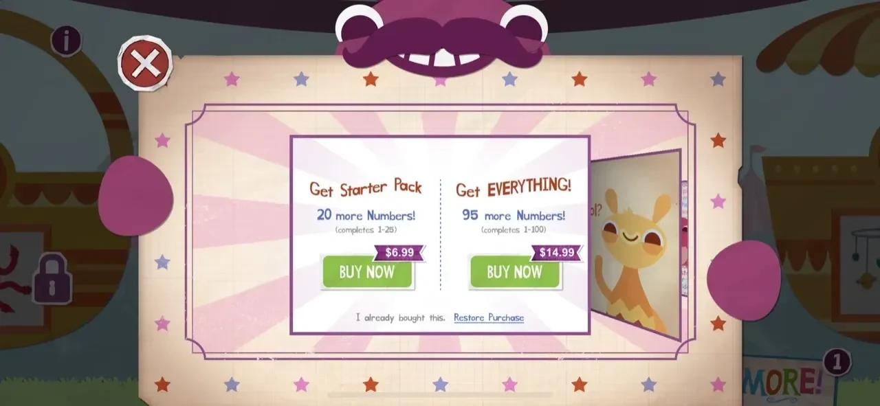 Endless Numbers paywall screen