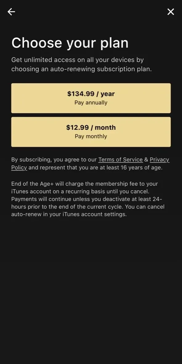 One Source Network paywall screen