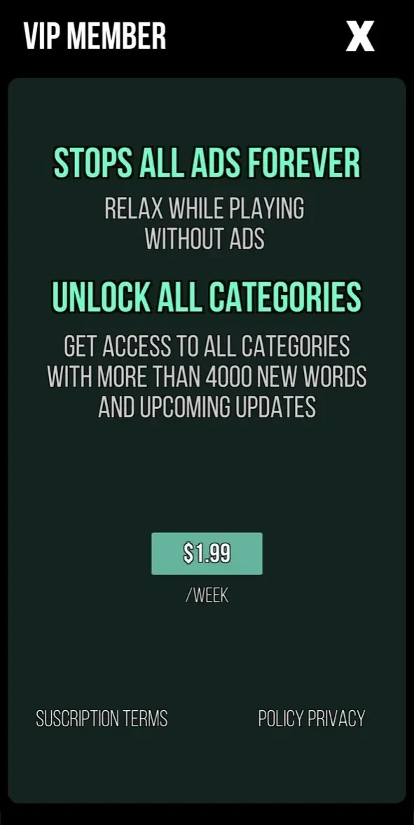English Word Search 2024 paywall screen