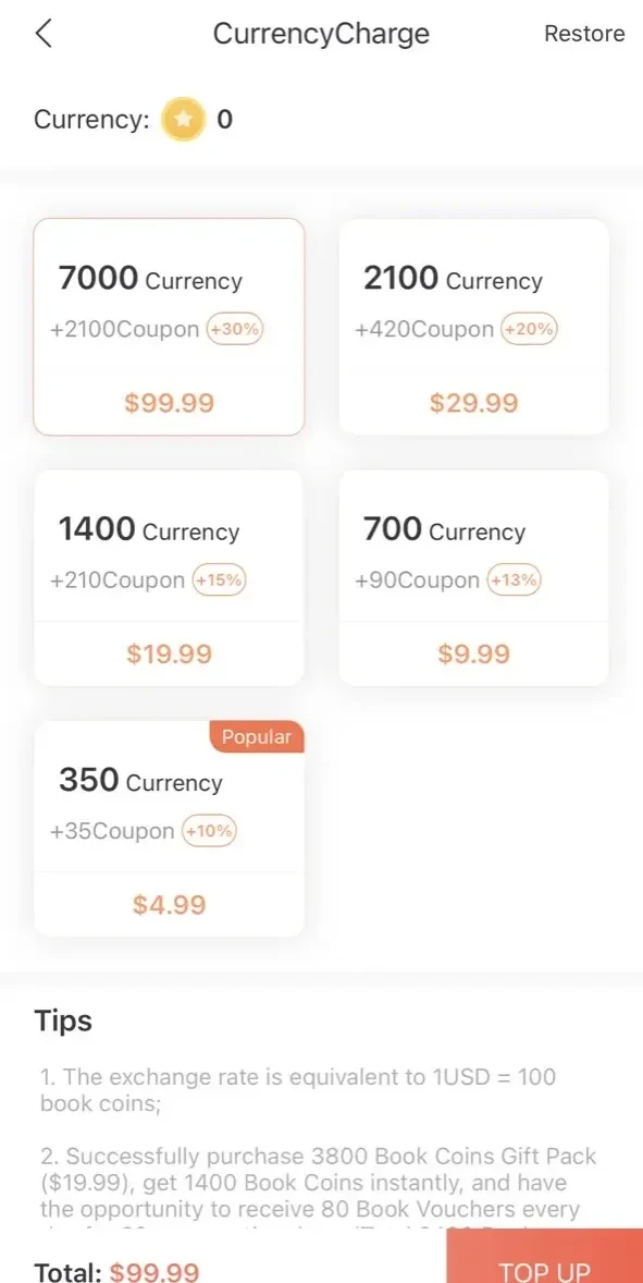 Enjoy Novel paywall screen