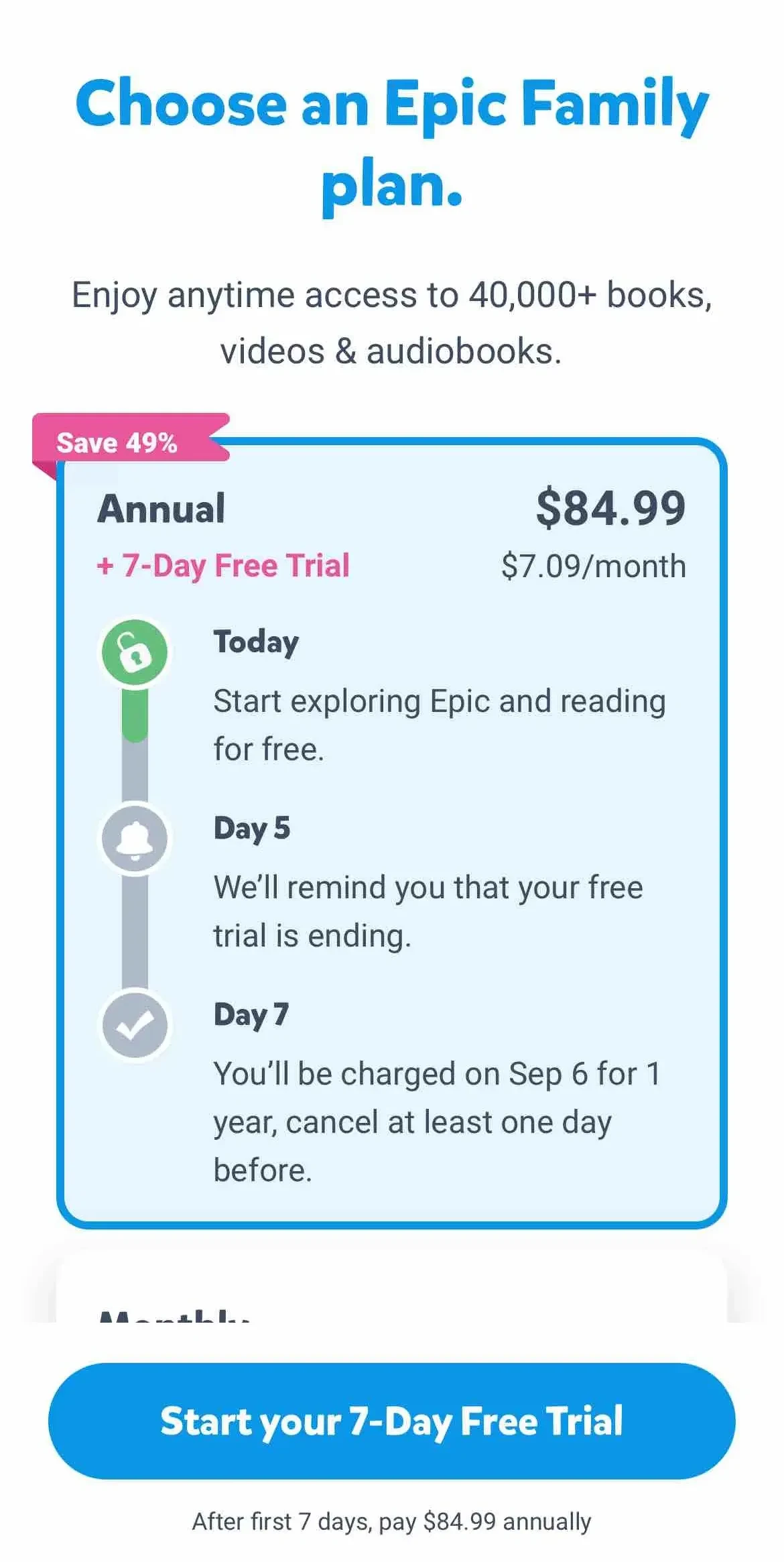 Epic paywall screen