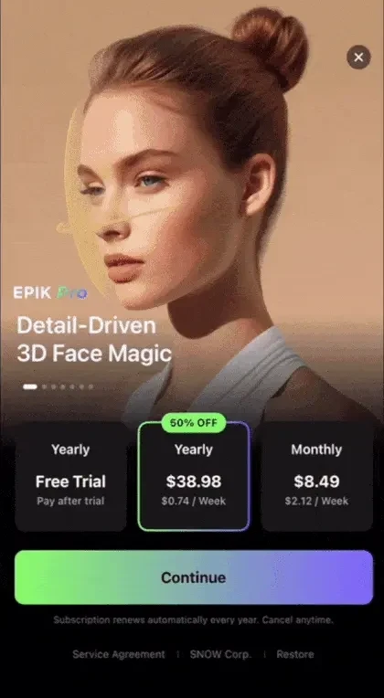 EPIK paywall screen