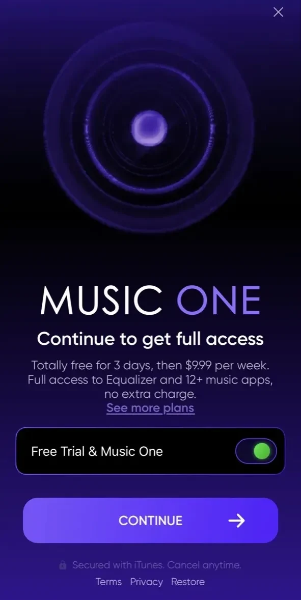 Equalizer paywall screen