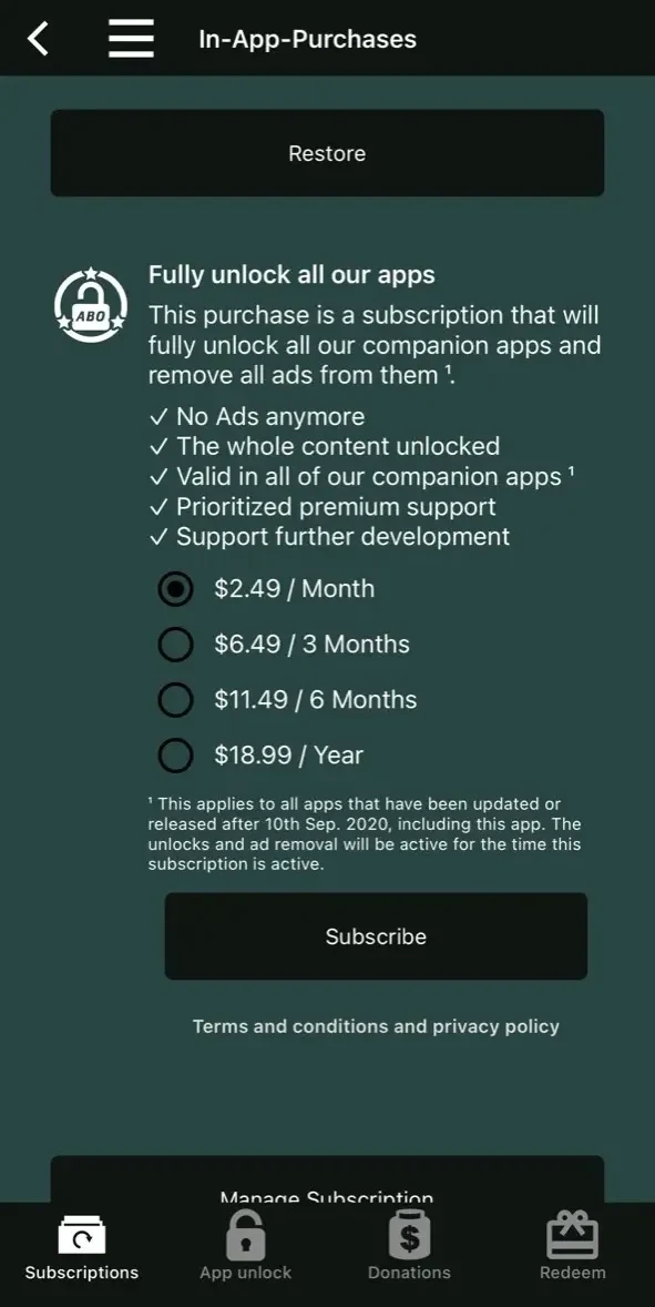 ER Companion paywall screen