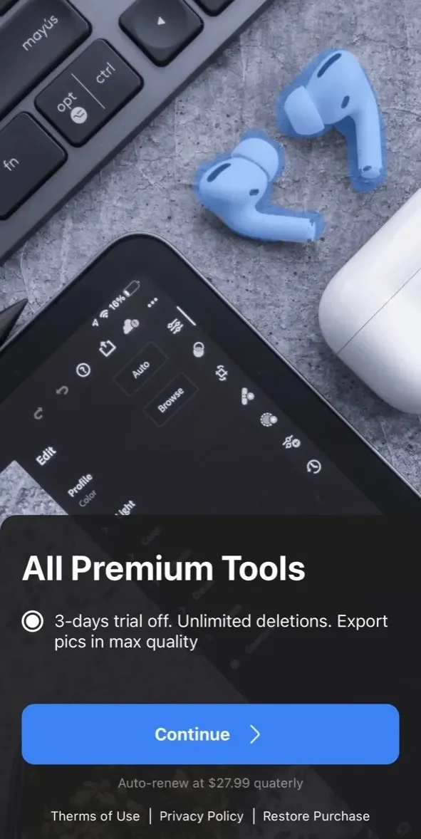 Eraser paywall screen