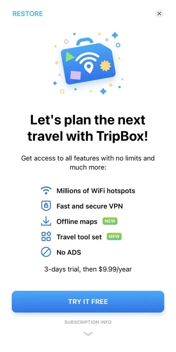 WiFi Map paywall screen
