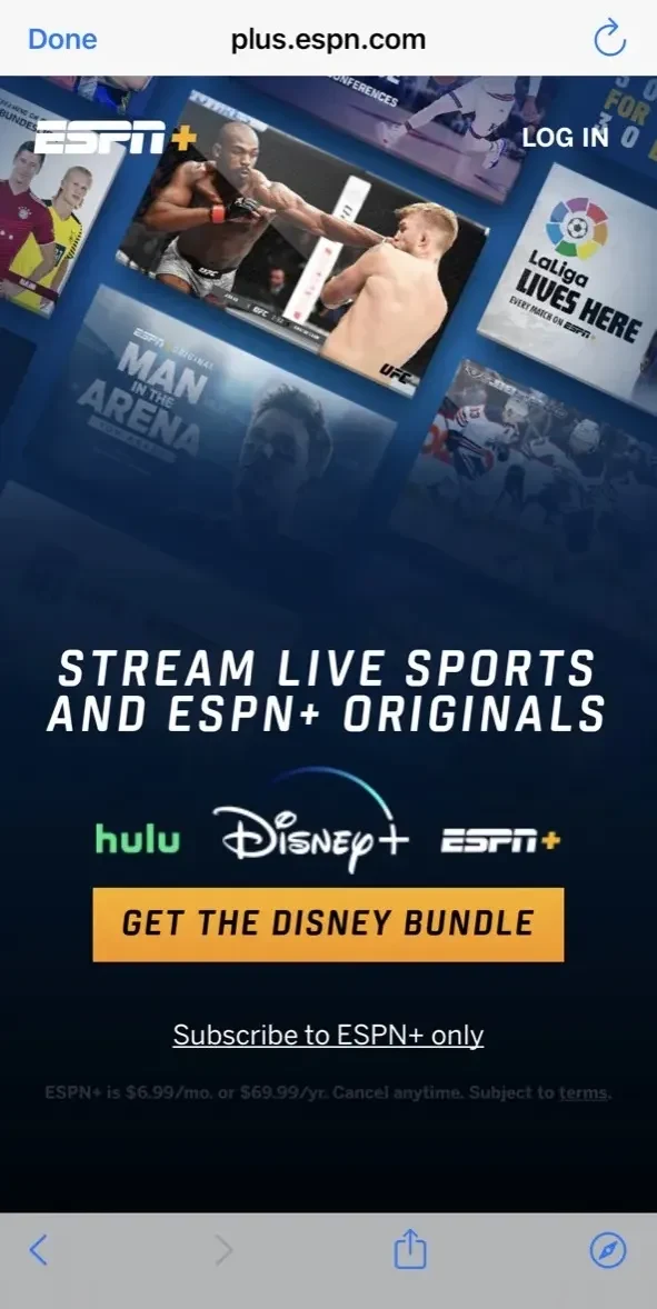 ESPN paywall screen