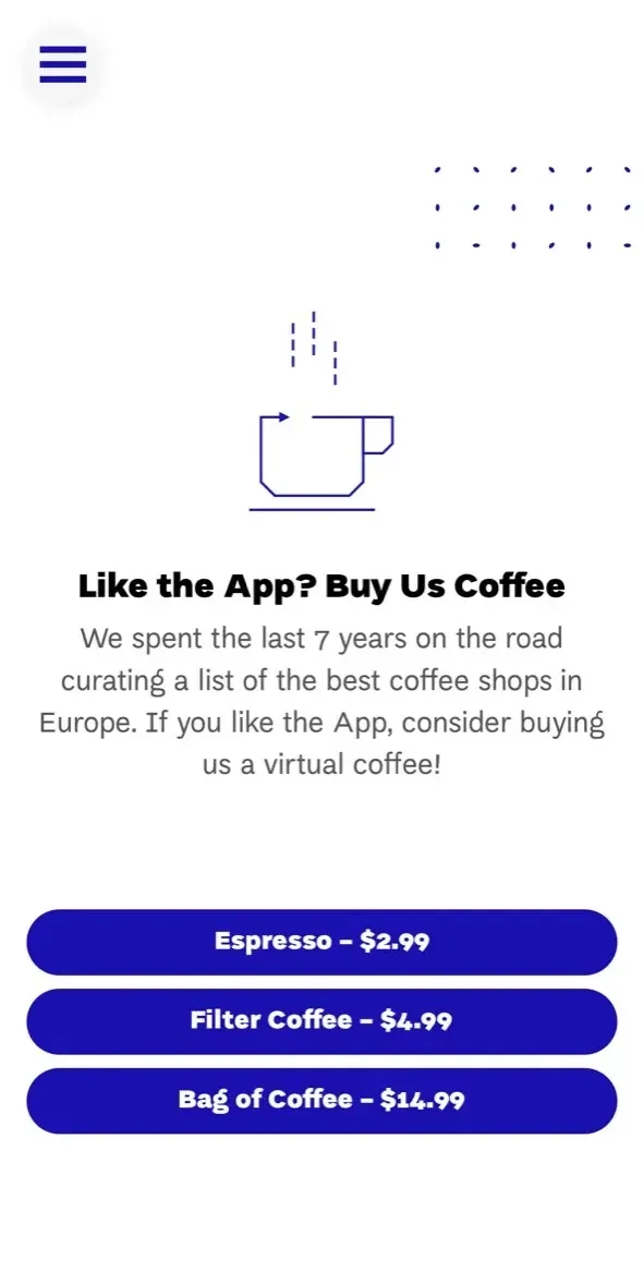European Coffee Trip paywall screen