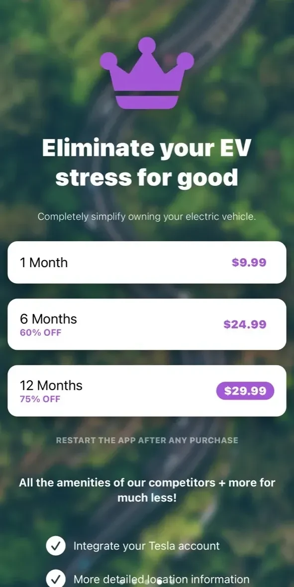 EV Companion paywall screen