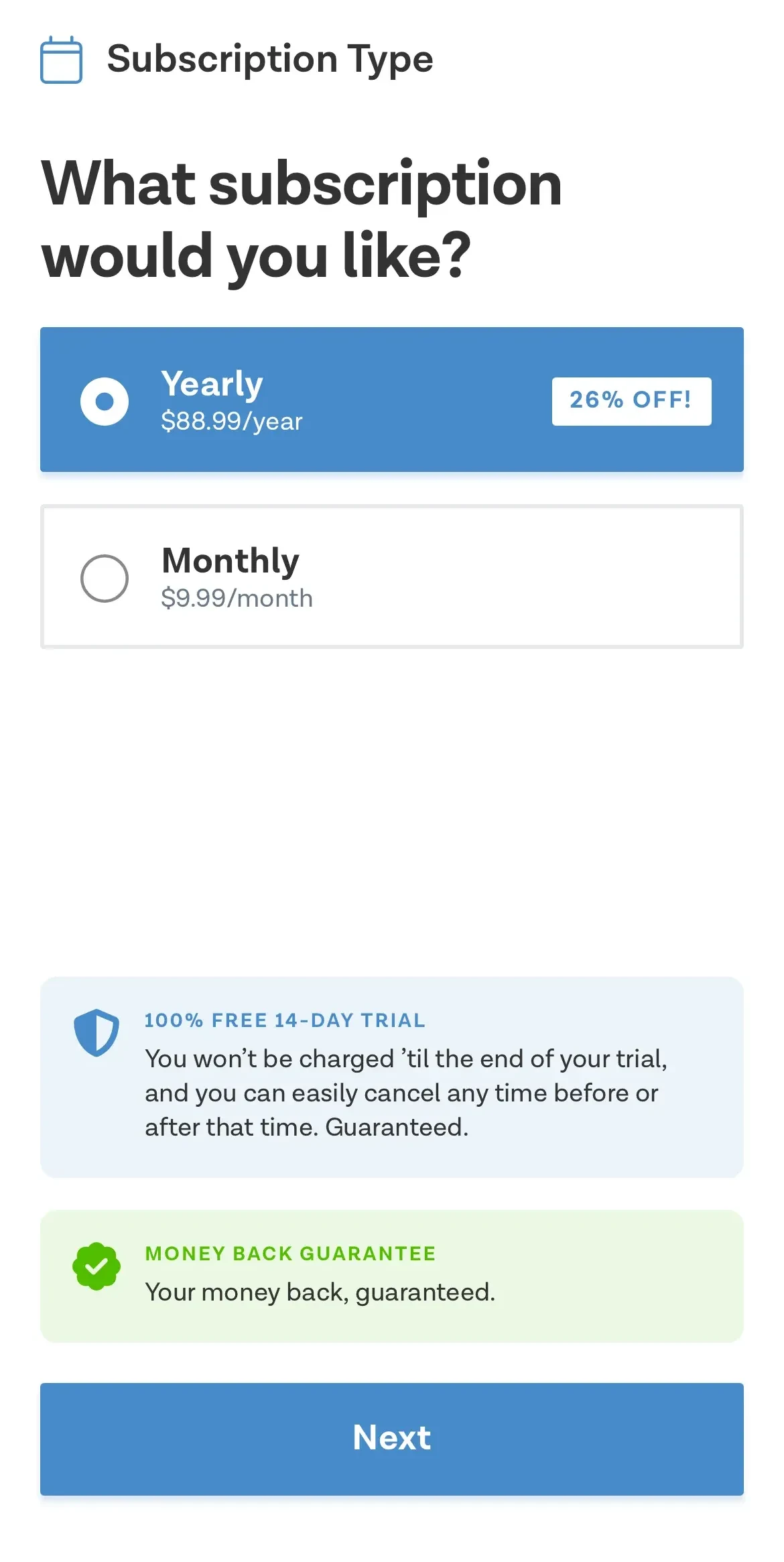 Ever Accountable paywall screen