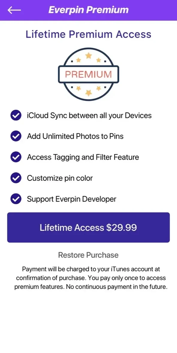 Everpin paywall screen