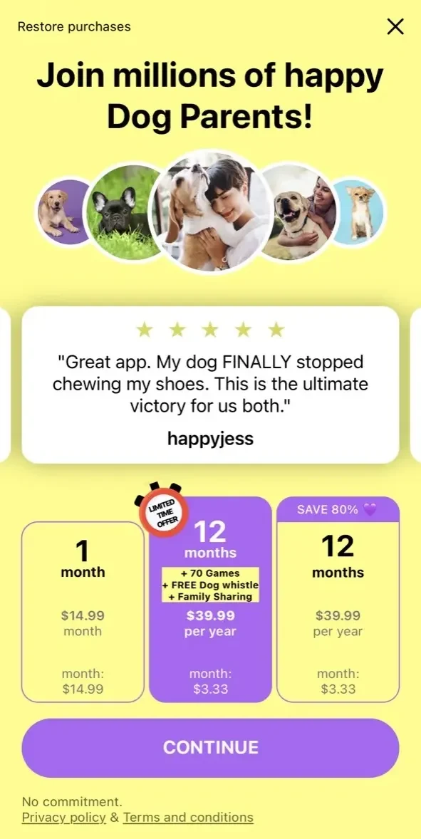 EveryDoggy paywall screen