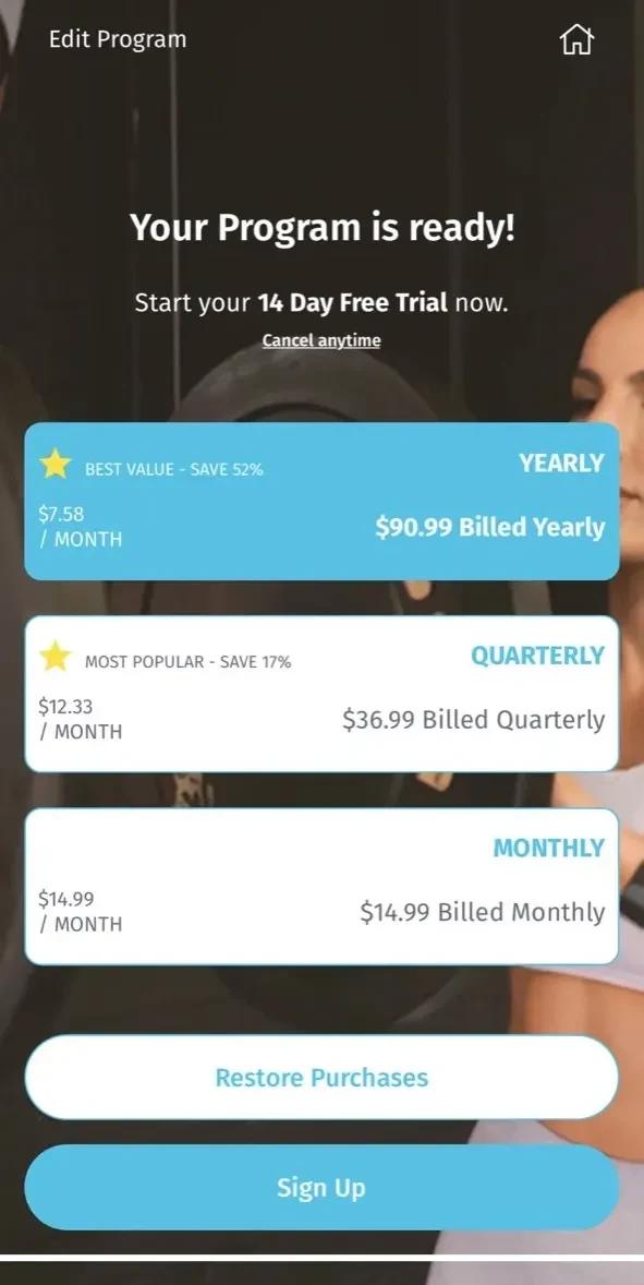 EvolveYou paywall screen