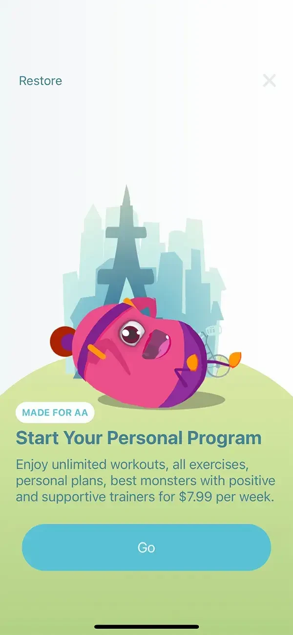 Exercise paywall screen