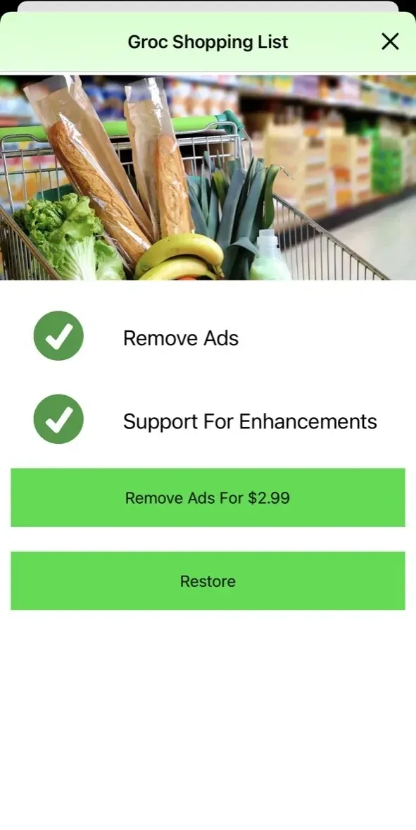 EZ Grocery List IQ App paywall screen