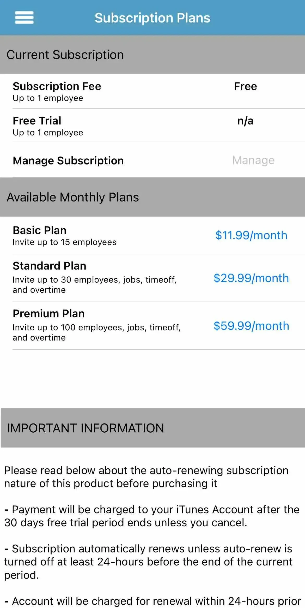 ezClocker paywall screen