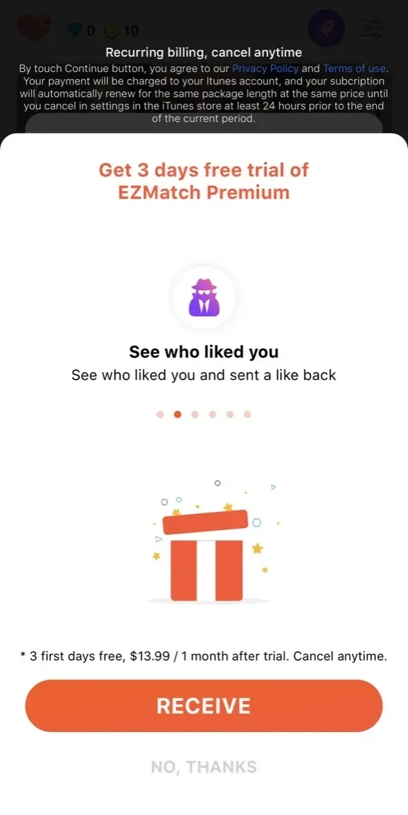EZMatch paywall screen