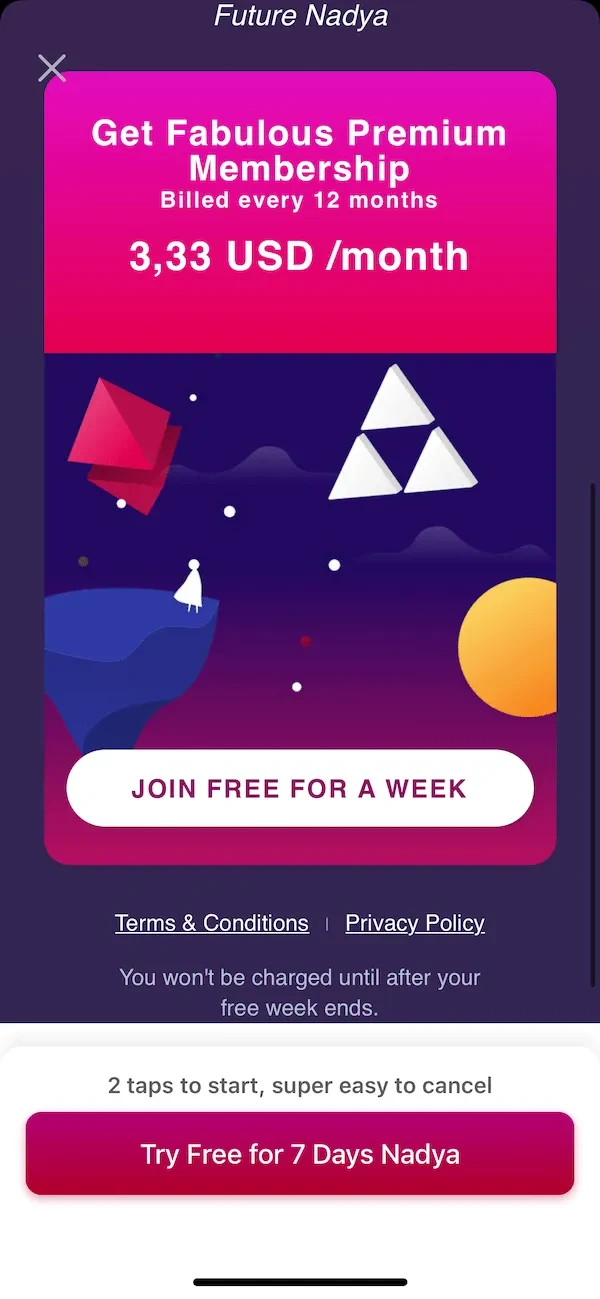 Fabulous paywall screen