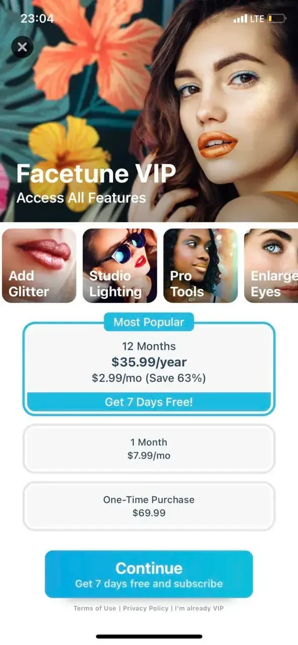 Facetune AI  Editor paywall screen