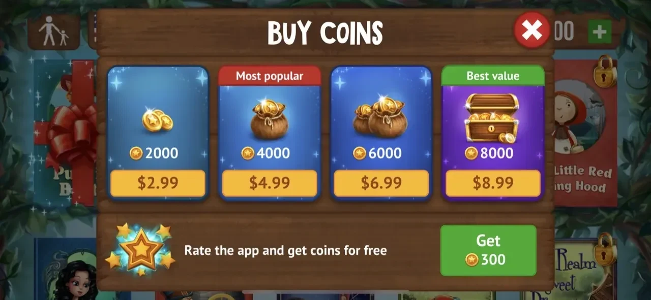 Fairy Tales paywall screen