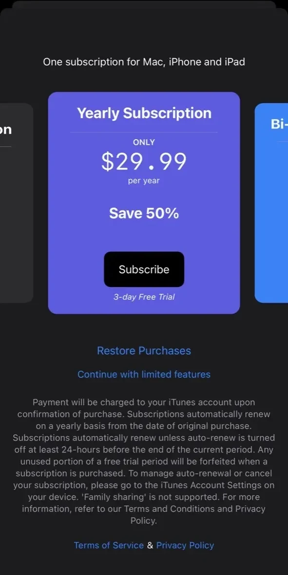 Falcon Mx paywall screen