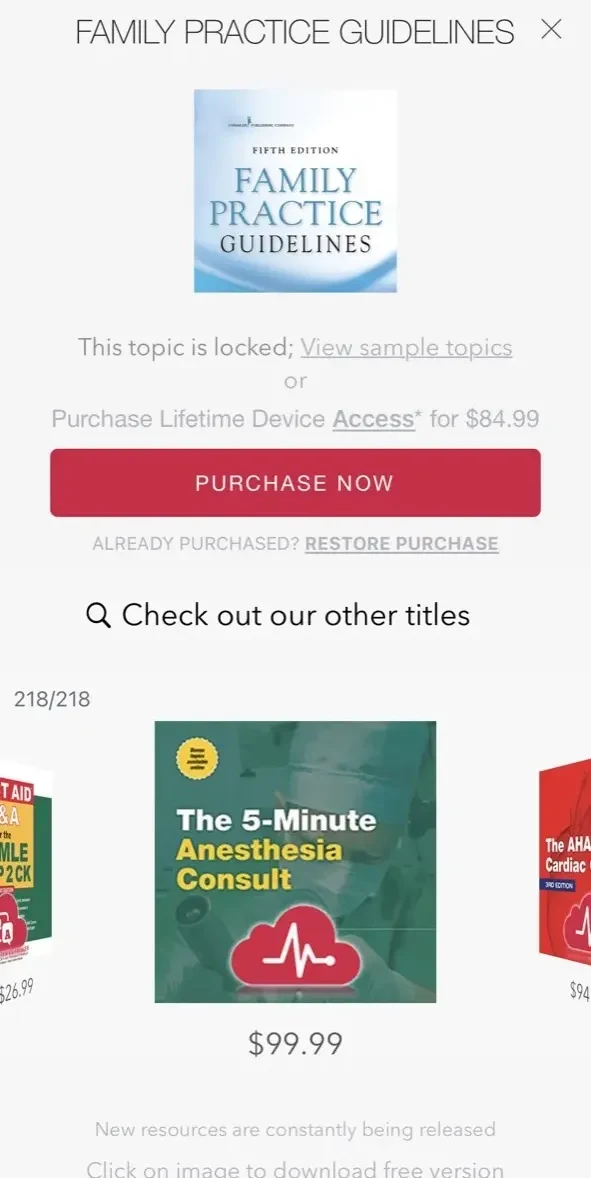 Family Practice Guideline paywall screen