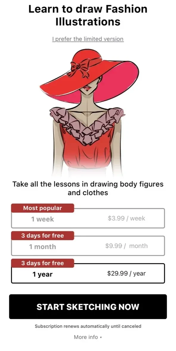 Fashion Illustration paywall screen