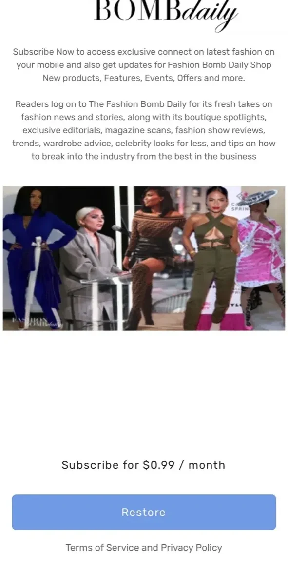 Fashionbombdaily paywall screen