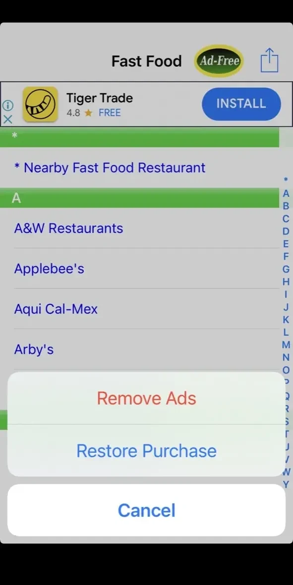 Fast Food Finder paywall screen