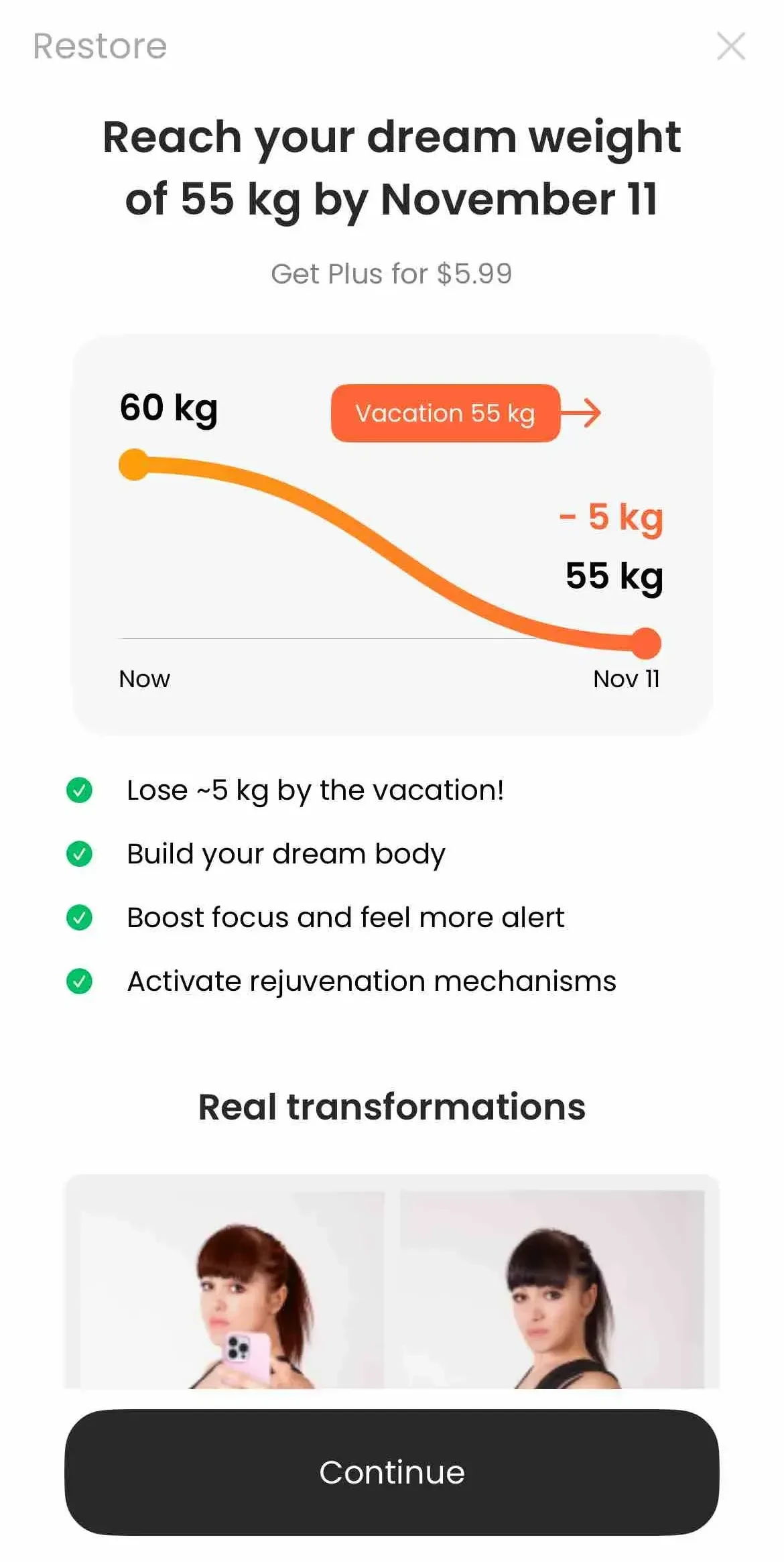 Fasting App paywall screen