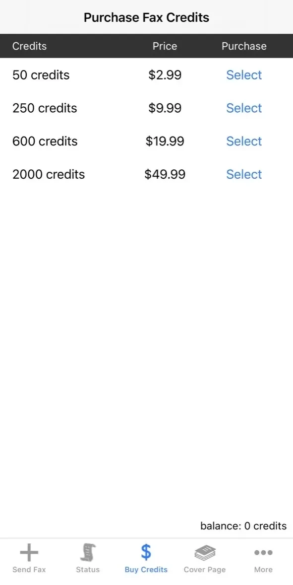 FAX for iPhone paywall screen
