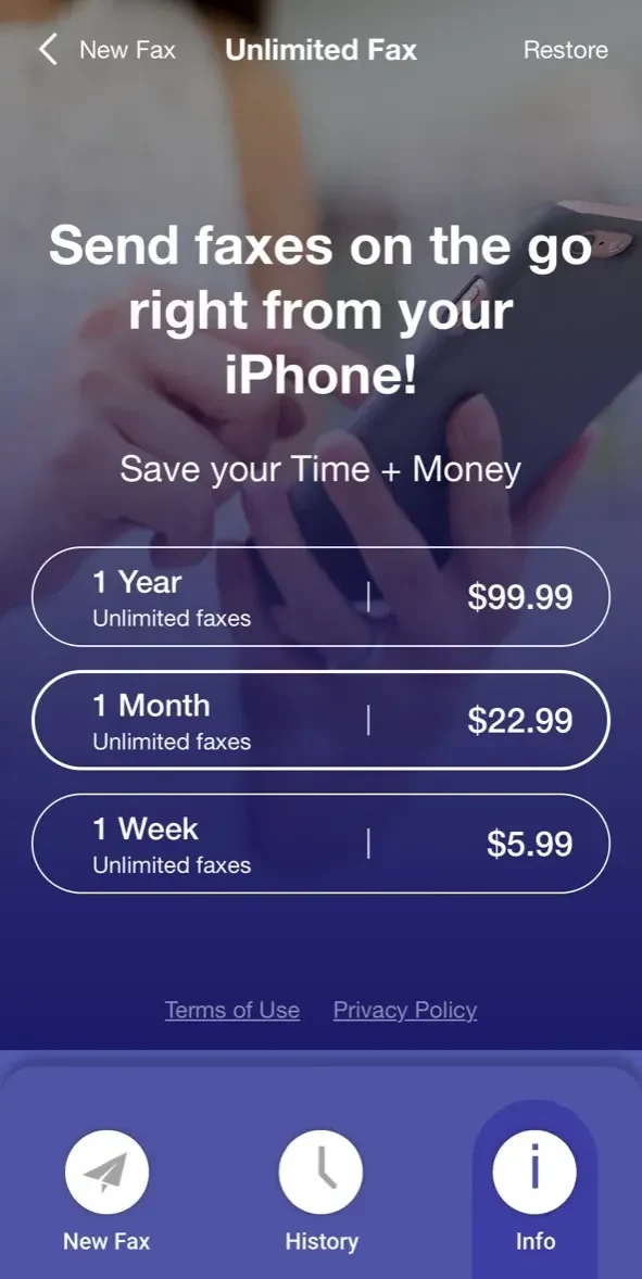 FaxSwift paywall screen