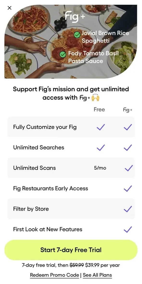 Fig paywall screen