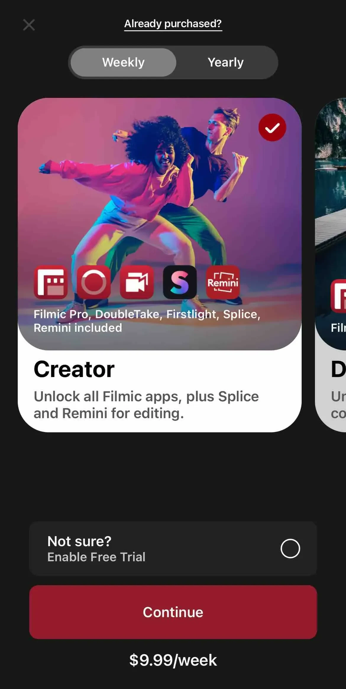 Filmic Pro paywall screen
