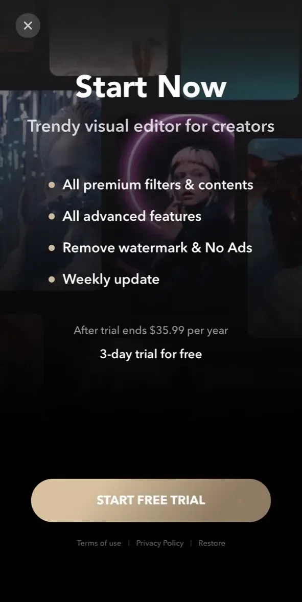 Filto paywall screen