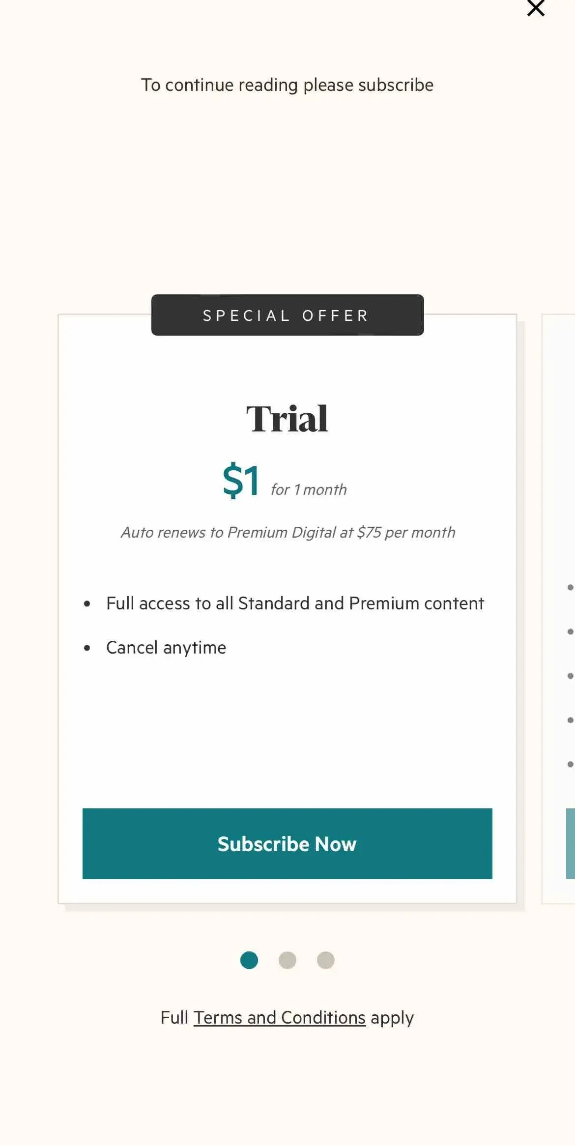 Financial Times paywall screen