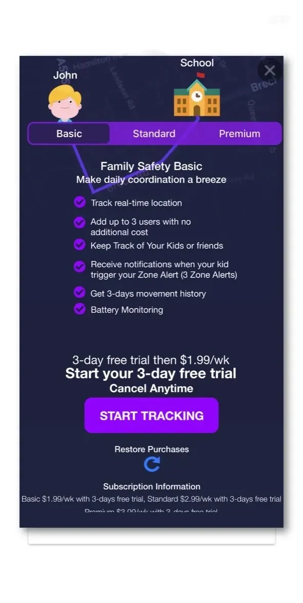 Find Family paywall screen