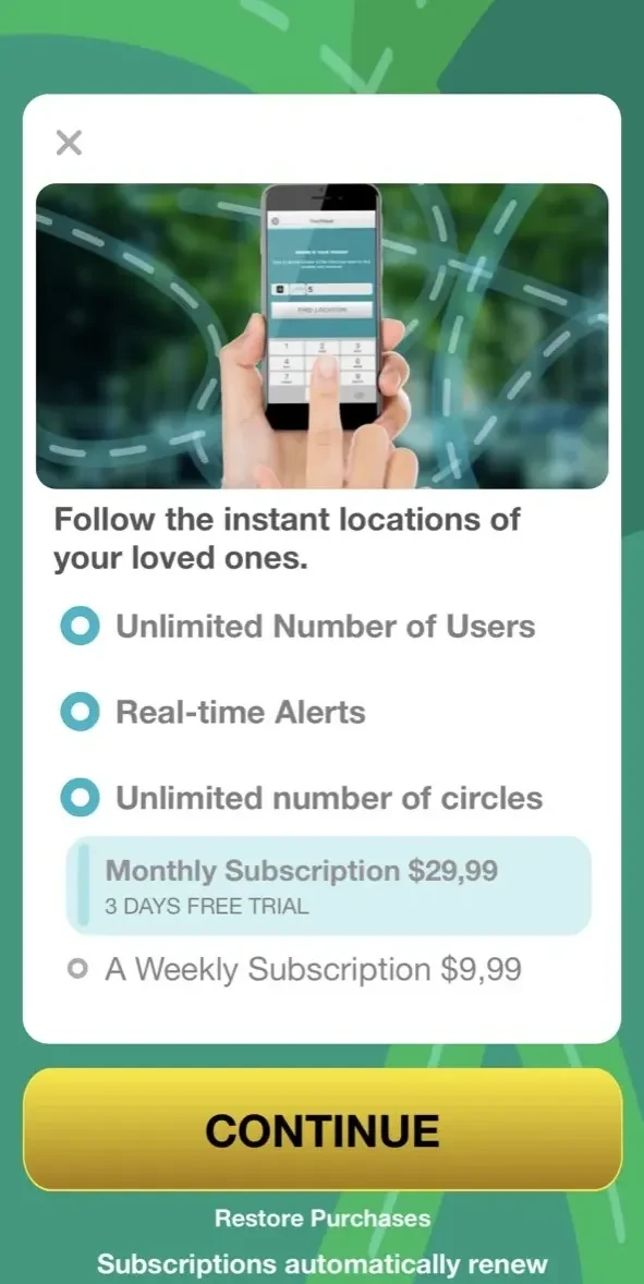 Find Loca paywall screen