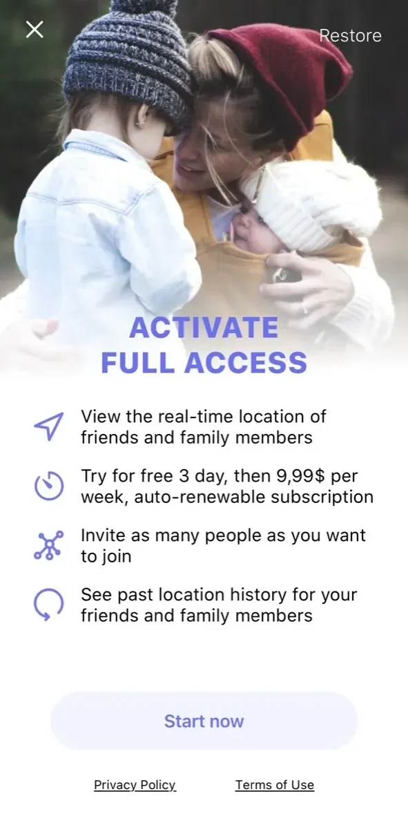 Find my Friend paywall screen