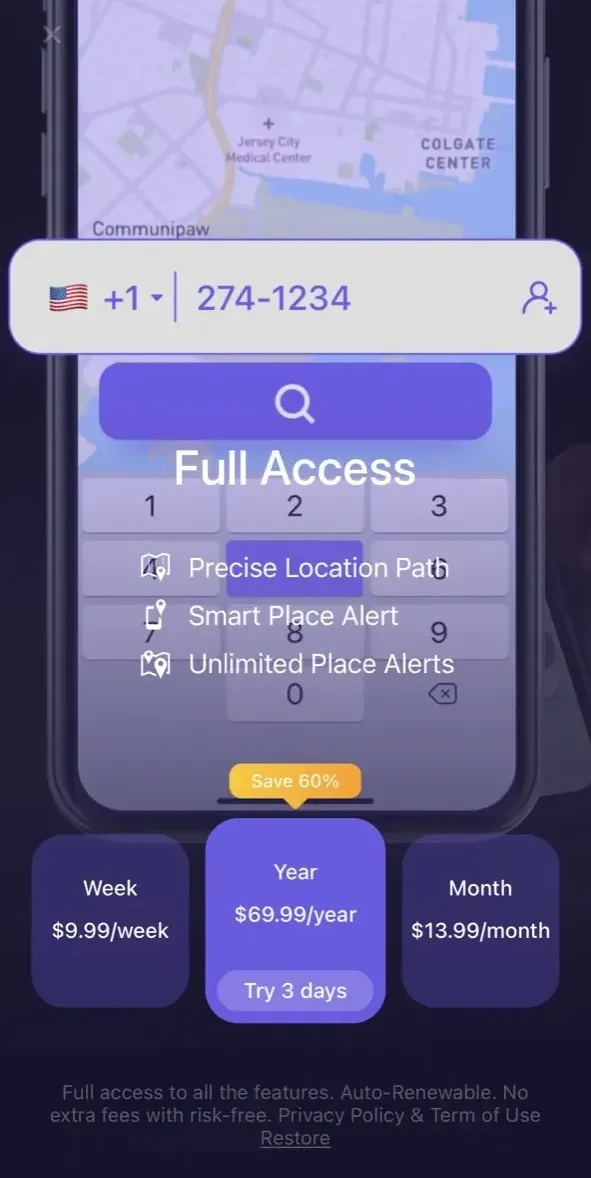 Find My Phone paywall screen