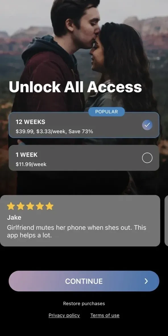 Find my Phone paywall screen