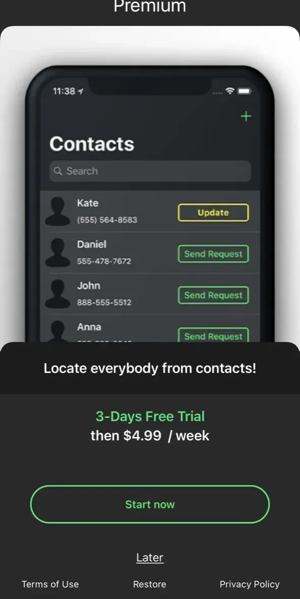 Find Us paywall screen