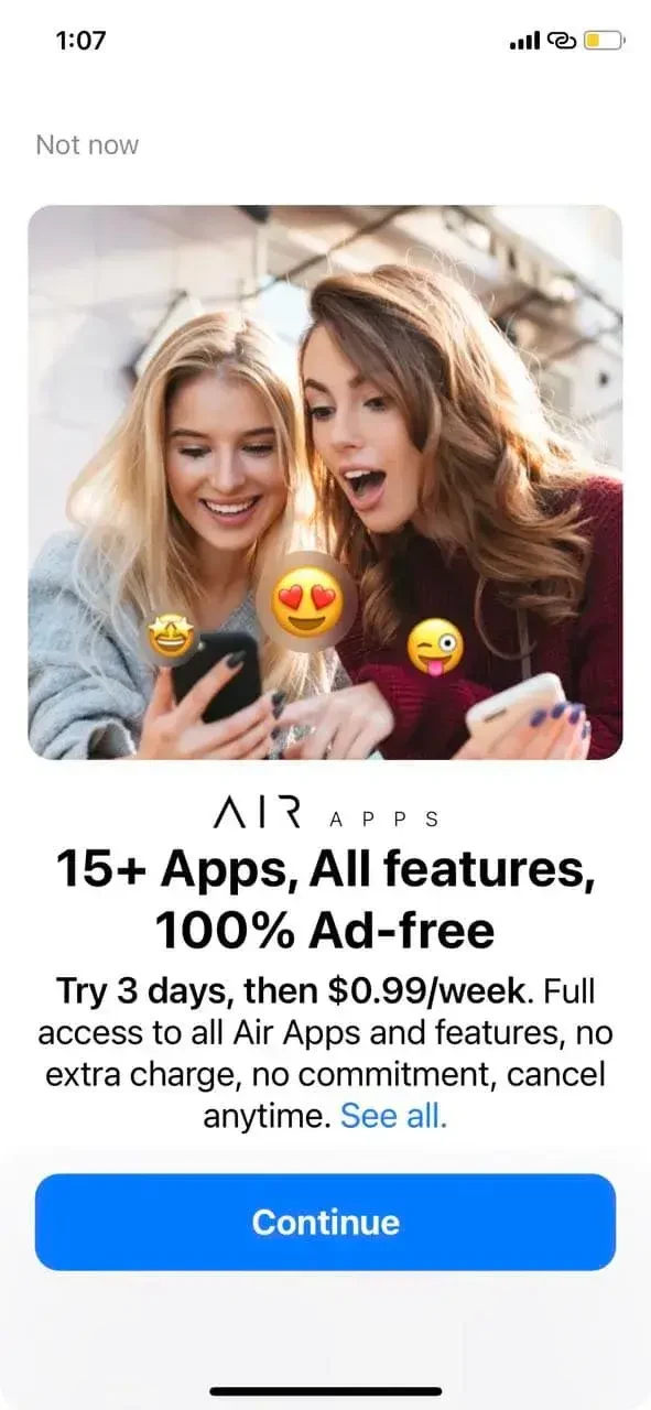 Find Air paywall screen