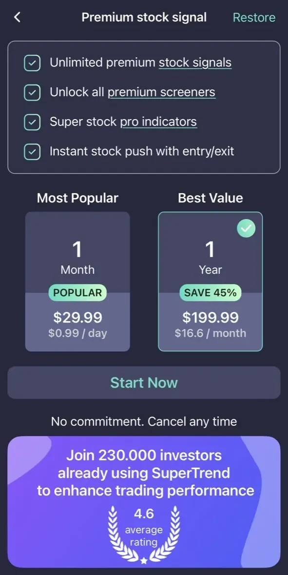 Finview paywall screen