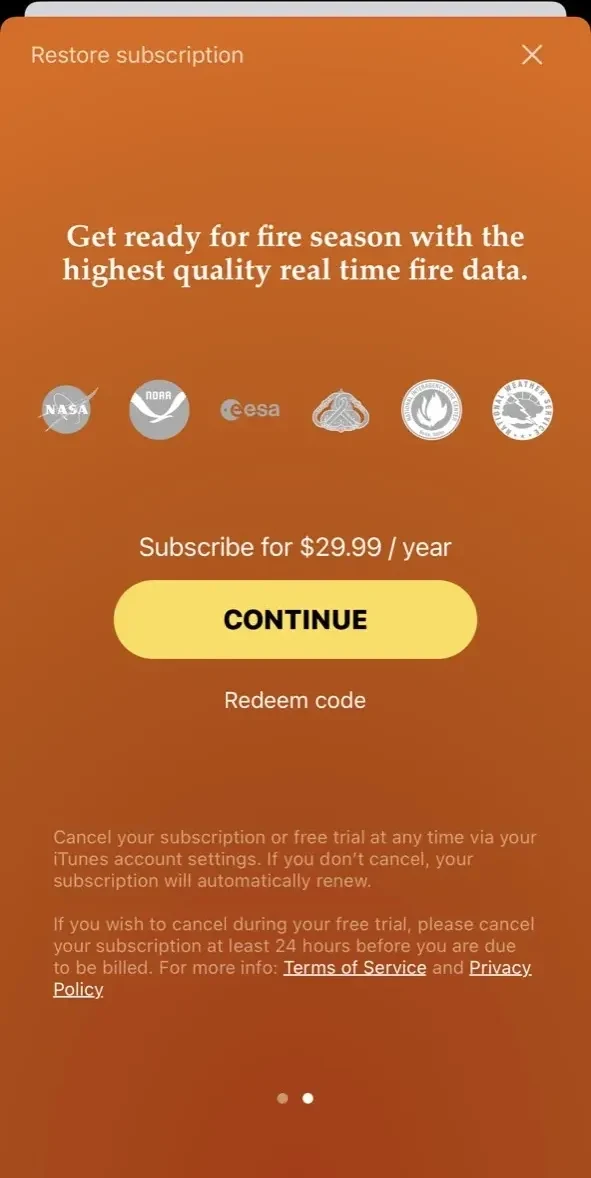 Firespot paywall screen