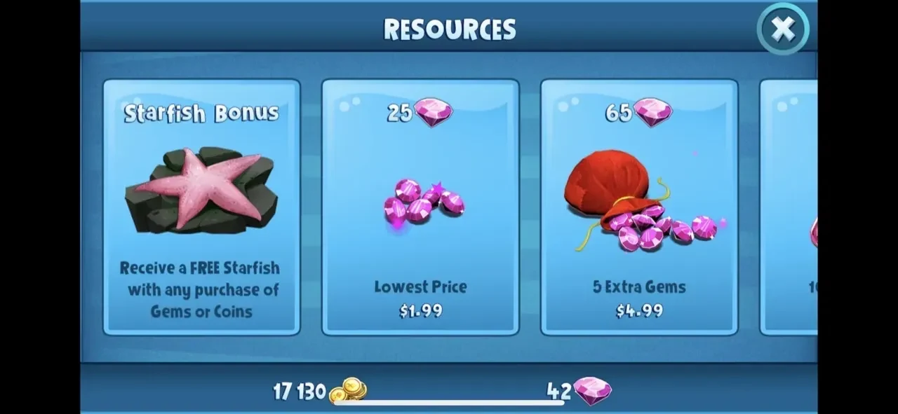 Fish Paradise paywall screen