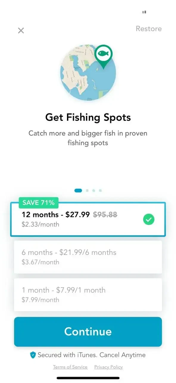 Fishbox paywall screen