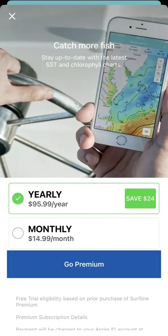 FishTrack paywall screen