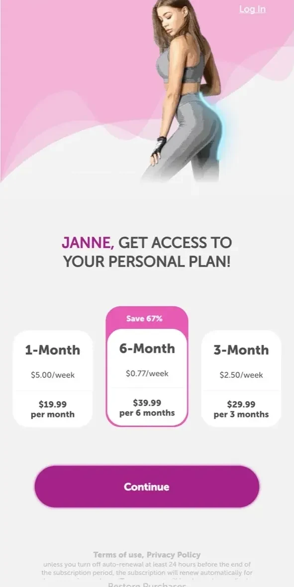 FitHer paywall screen